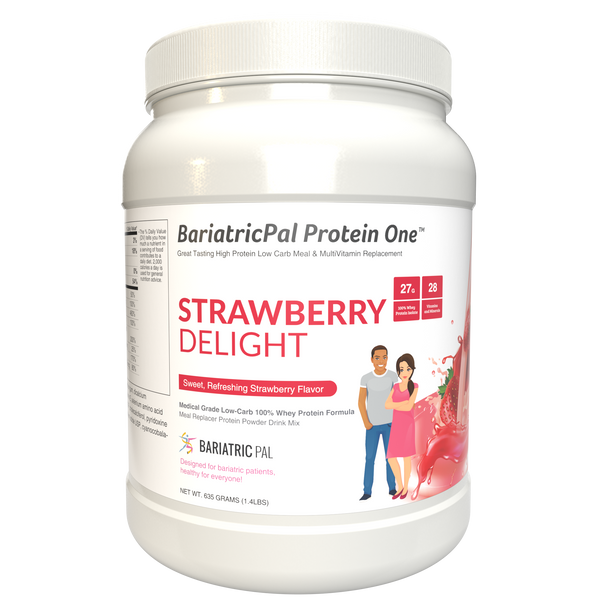 Protein ONE™ Complete Meal Replacement with Multivitamin, Calcium & Iron by BariatricPal - Strawberry Delight (15 Serving Tub) - High-quality Protein Powder Tubs by BariatricPal at 