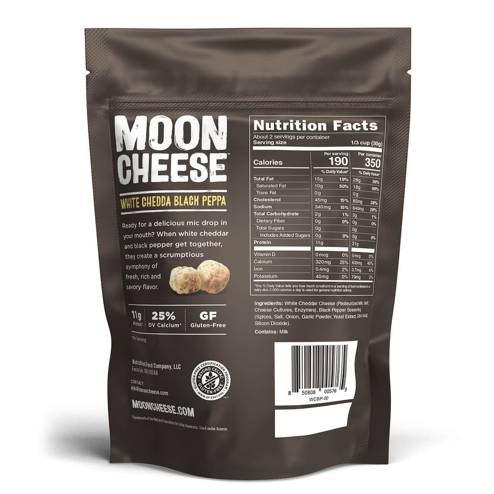 Moon Cheese (2oz.) - White Chedda Black Peppa - High-quality Cheese Snacks by Moon Cheese Snacks at BariatricPal Store