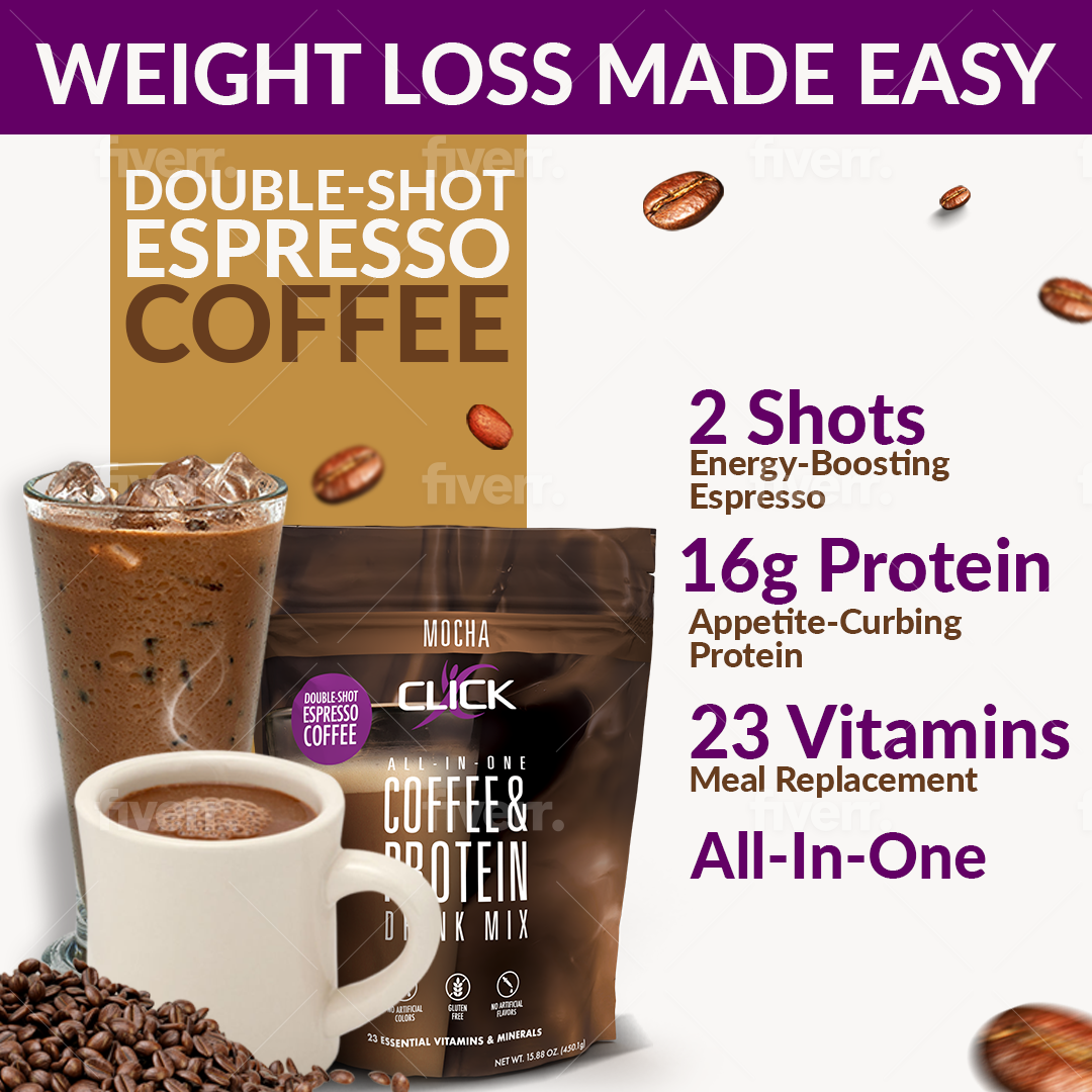 Click Coffee & Protein Powder Bag - Mocha - High-quality Protein Powder Tubs by Click at BariatricPal Store
