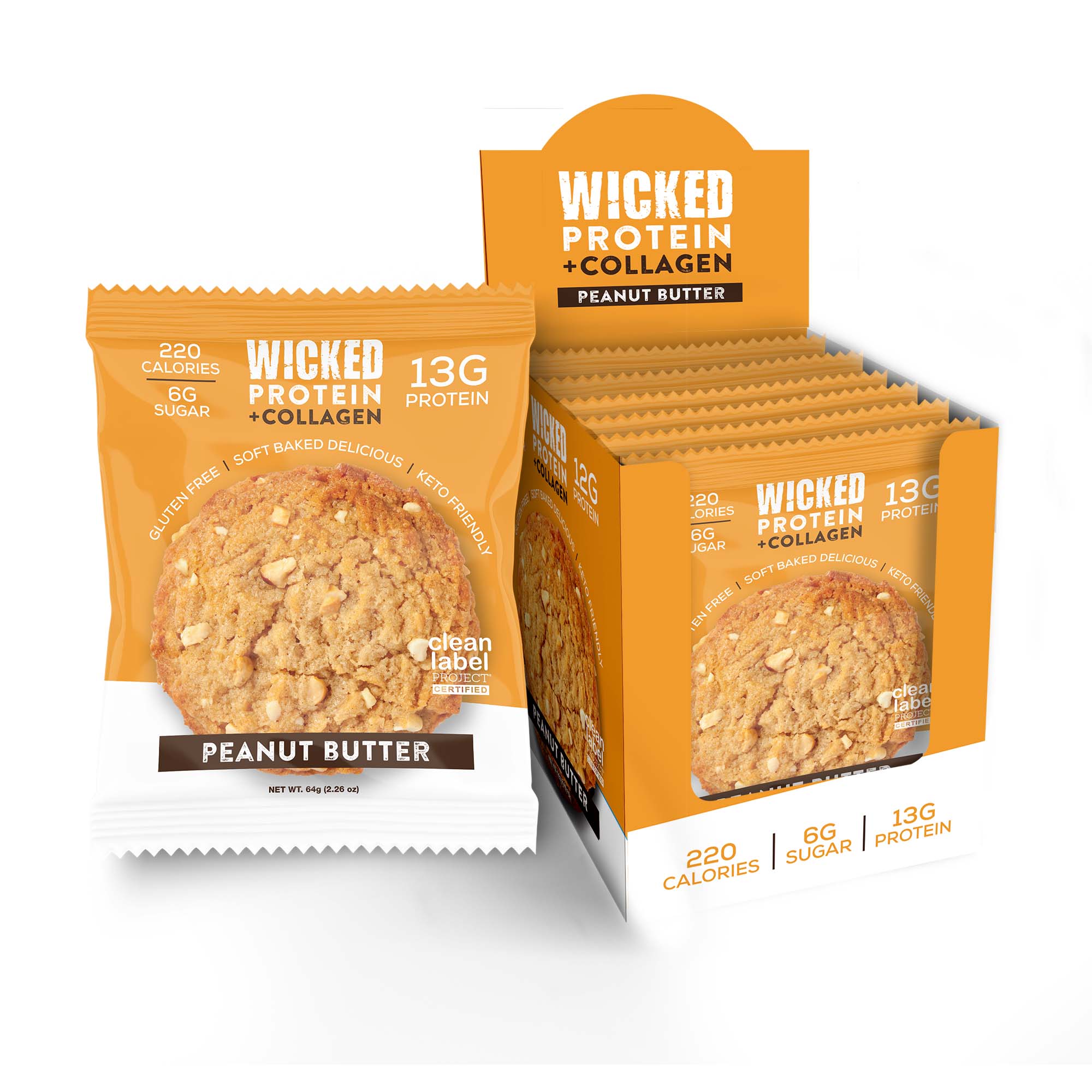 Protein Collagen Cookies by WICKED Protein - Peanut Butter - High-quality Cakes & Cookies by WICKED Protein at BariatricPal Store