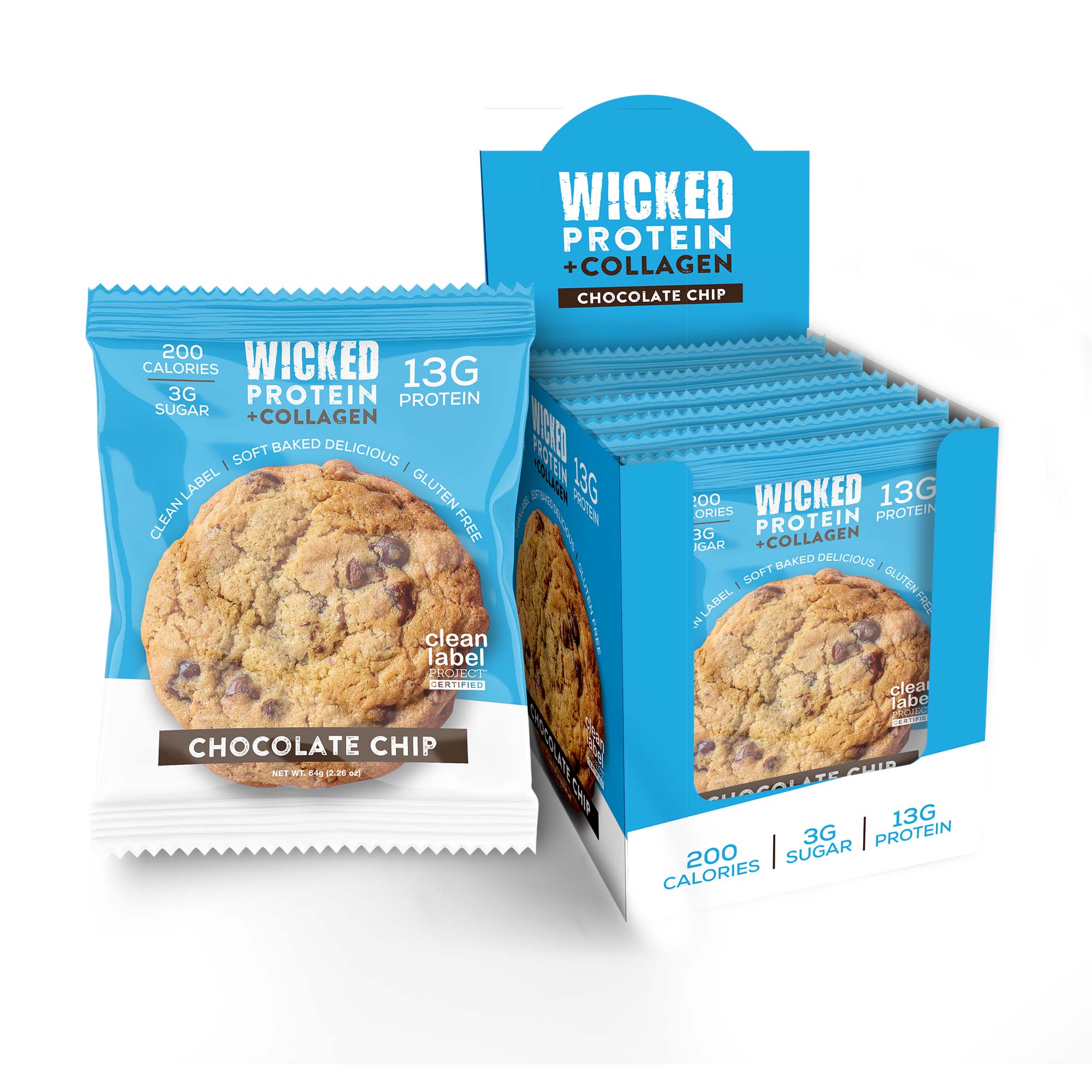 Protein Collagen Cookies by WICKED Protein - Chocolate Chip - High-quality Cakes & Cookies by WICKED Protein at BariatricPal Store