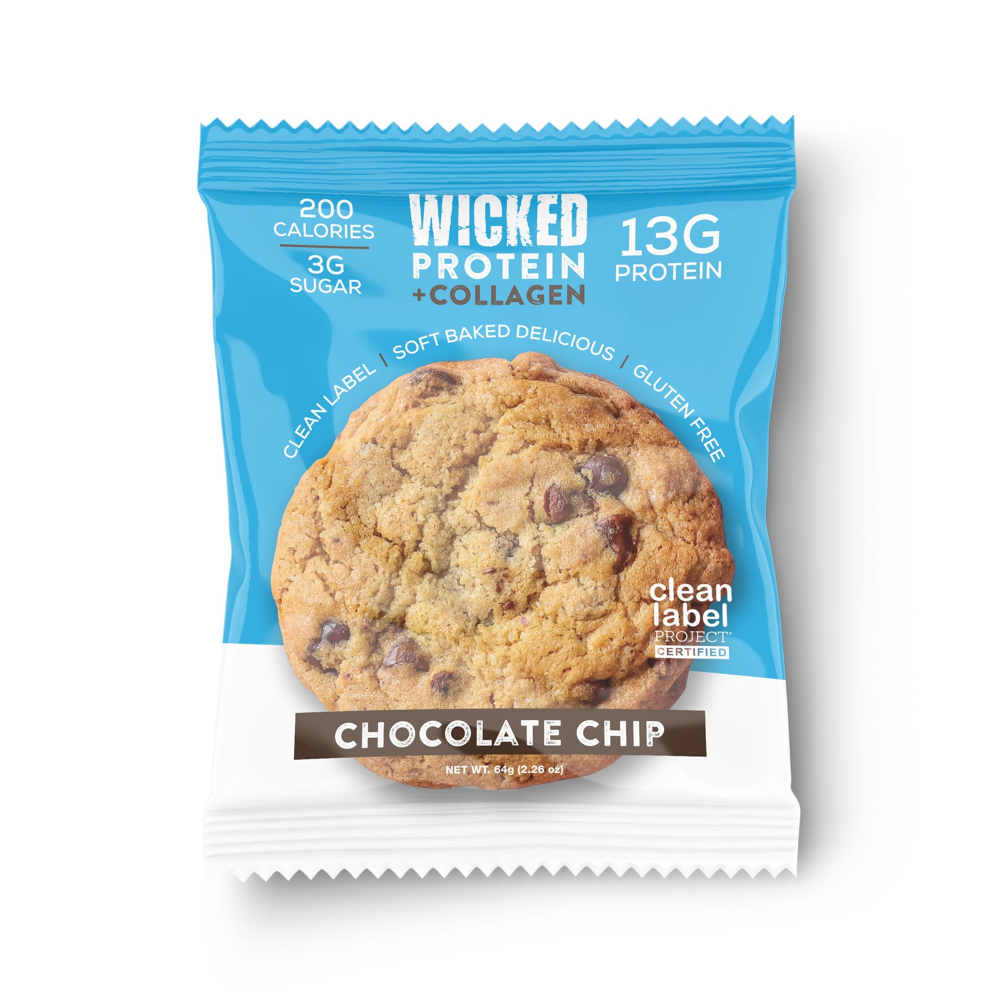 Protein Collagen Cookies by WICKED Protein - Chocolate Chip - High-quality Cakes & Cookies by WICKED Protein at BariatricPal Store