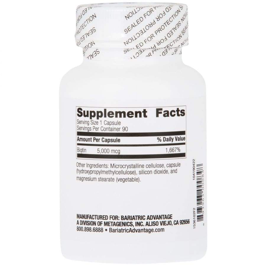 Bariatric Advantage Biotin 5,000 mcg Capsules (90ct) - High-quality Biotin by Bariatric Advantage at BariatricPal Store