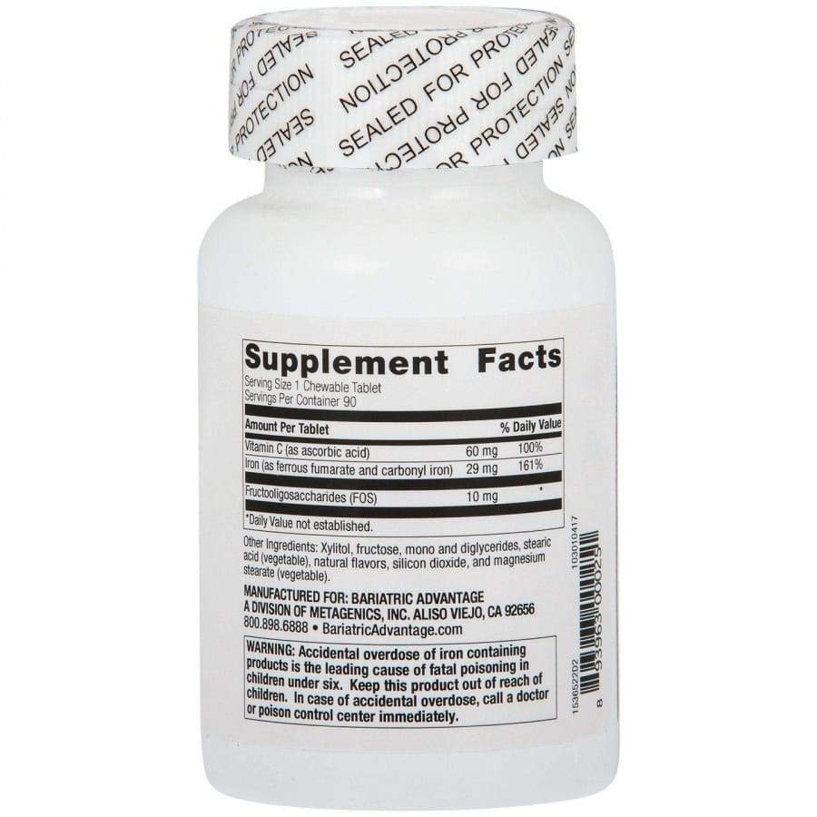 Bariatric Advantage Chewable Iron (29mg) with Vitamin C - Passion Fruit - High-quality Iron by Bariatric Advantage at BariatricPal Store