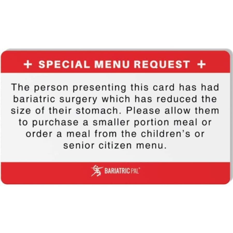 Bariatric Patient Restaurant Special Menu Request Card 2.0 - High-quality Restaurant Card by BariatricPal at 
