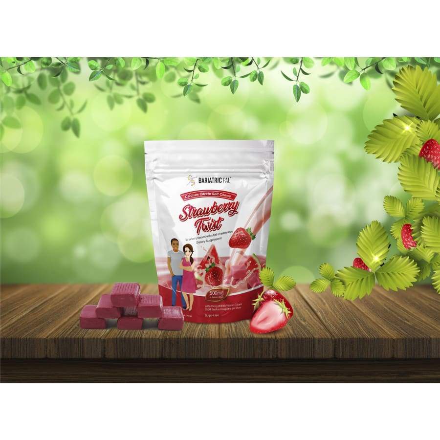 BariatricPal Sugar-Free Calcium Citrate Soft Chews 500mg with Probiotics - Strawberry Watermelon Twist - High-quality Calcium by BariatricPal at BariatricPal Store