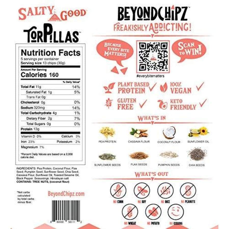 BeyondChipz High Protein Torpillas - Salty Good - High-quality Protein Chips by BeyondChipz at BariatricPal Store