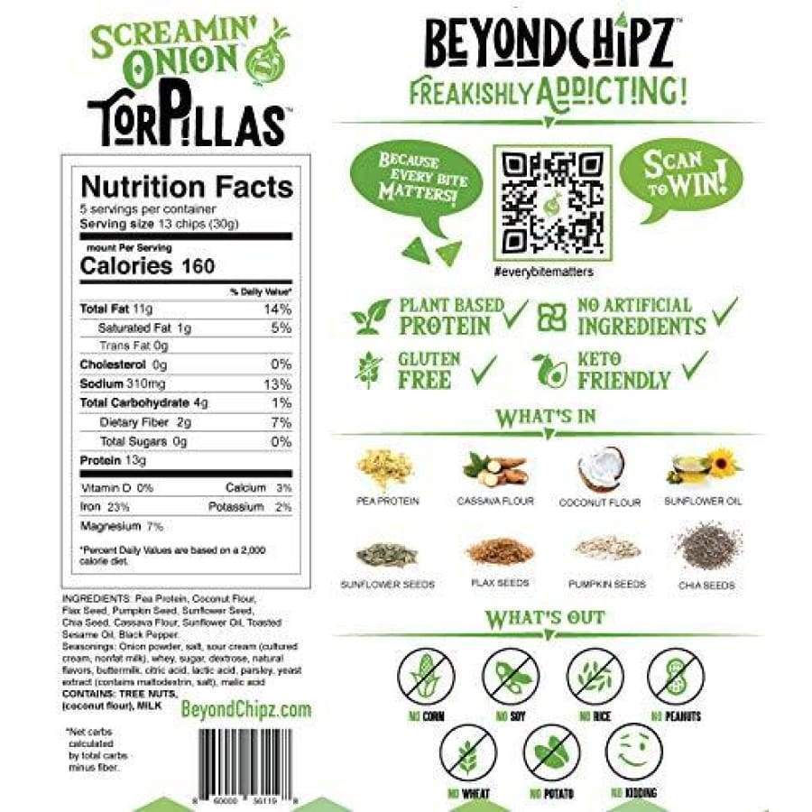 BeyondChipz High Protein Torpillas - Screamin' Onion - High-quality Protein Chips by BeyondChipz at BariatricPal Store