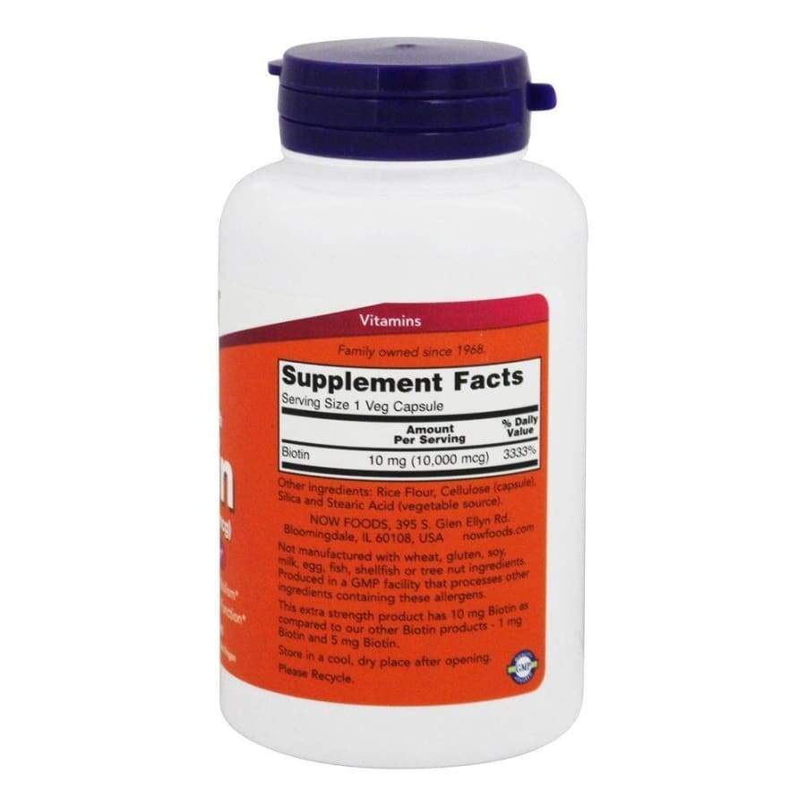 Biotin 10,000 mcg Extra Strength (120) Vegetarian Capsules by NOW Foods - High-quality Biotin by NOW at BariatricPal Store