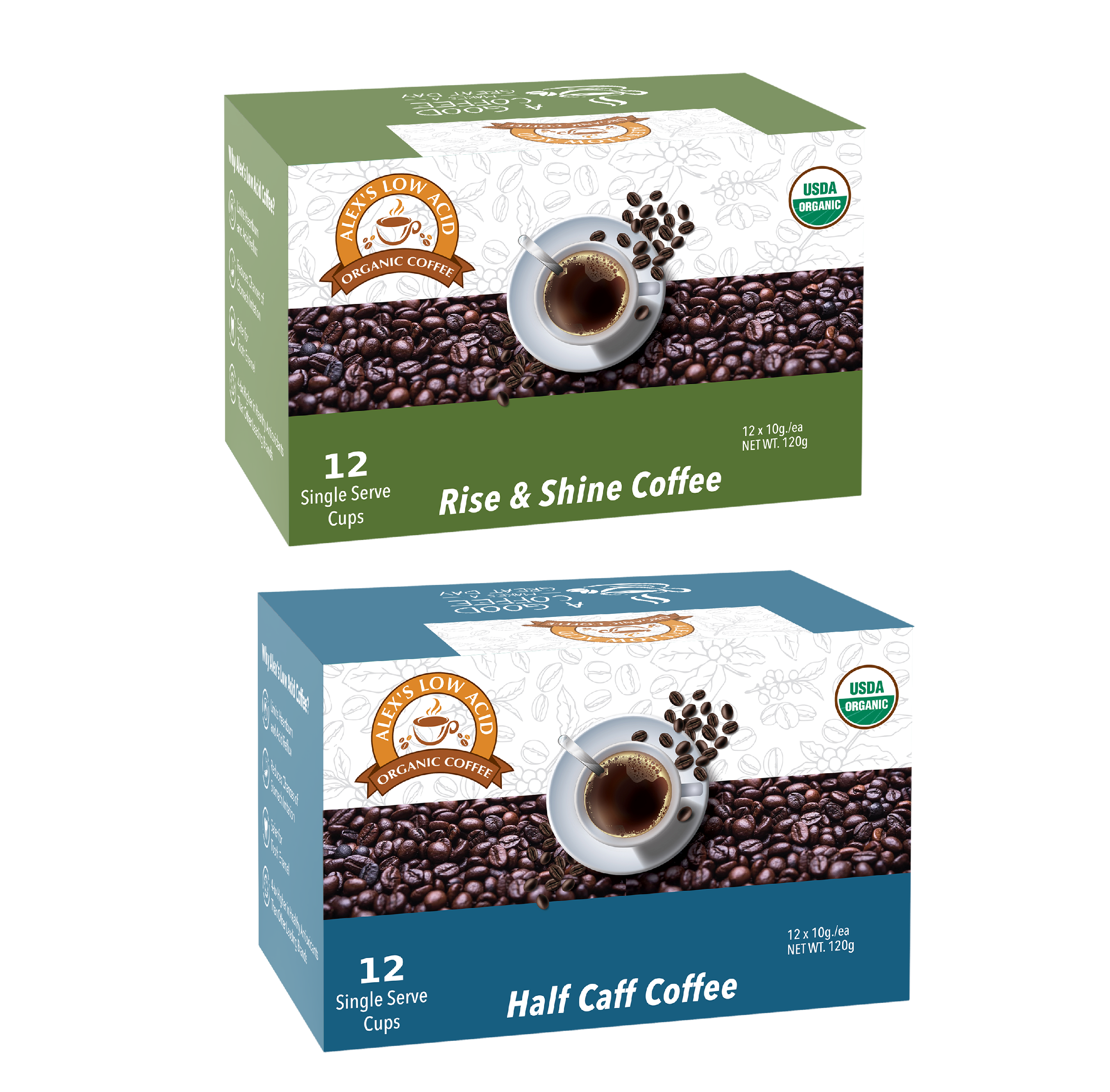 Alex's Low Acid Organic Coffee™ Breakfast + Lunch K-Cup Variety Pack - High-quality Coffee by Alex's Low Acid Coffee at BariatricPal Store