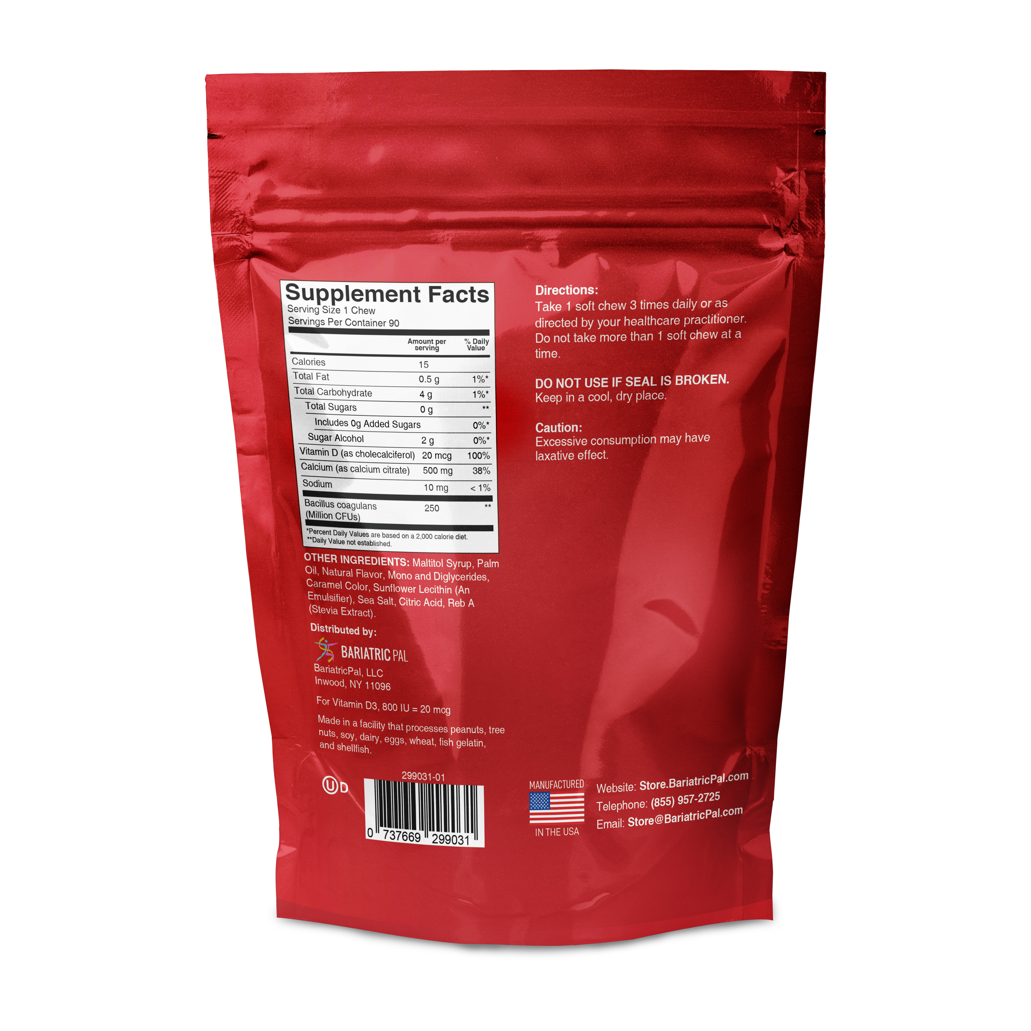 BariatricPal Sugar-Free Calcium Citrate Soft Chews 500mg with Probiotics - Caramel Apple - High-quality Calcium by BariatricPal at BariatricPal Store