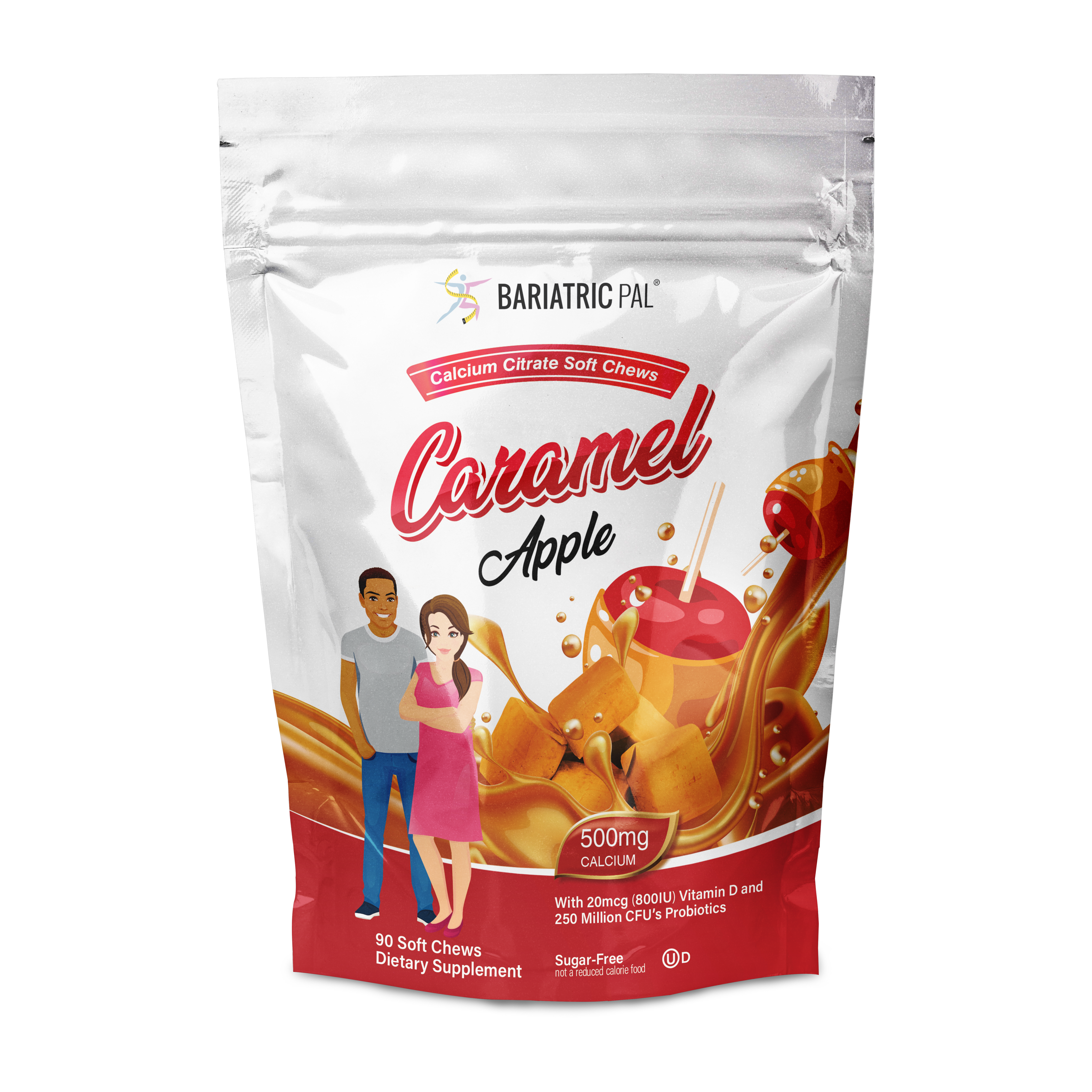 BariatricPal Sugar-Free Calcium Citrate Soft Chews 500mg with Probiotics - Caramel Apple - High-quality Calcium by BariatricPal at BariatricPal Store