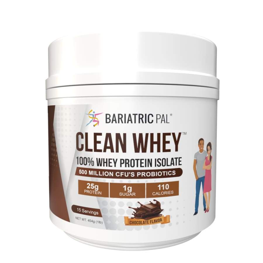 Clean Whey™ Protein (25g) by BariatricPal with Probiotics - Chocolate (15 Servings) - High-quality Protein Powder Tubs by BariatricPal at BariatricPal Store