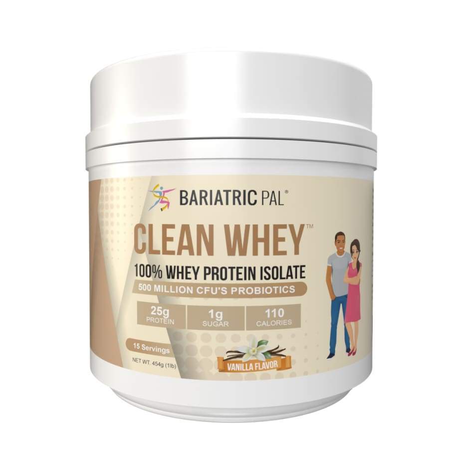 Clean Whey™ Protein (25g) by BariatricPal with Probiotics - Vanilla (15 Servings) - High-quality Protein Powder Tubs by BariatricPal at BariatricPal Store