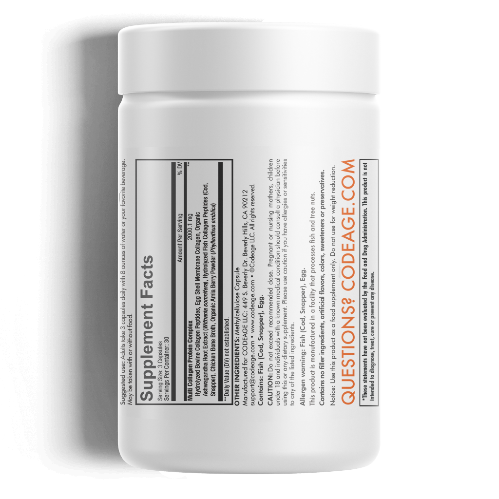 Multi Collagen Peptides Capsules Hydrolyzed Collagen Protein with Bone Broth & Vitamin C by Codeage - High-quality Collagen Supplement by Codeage at 