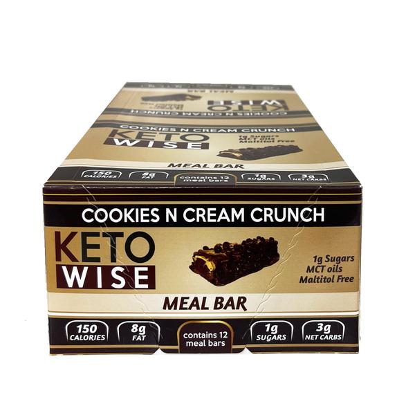 Keto Wise Meal Replacement Bar -  Cookies N Cream Crunch - High-quality Protein Bars by Keto Wise at 