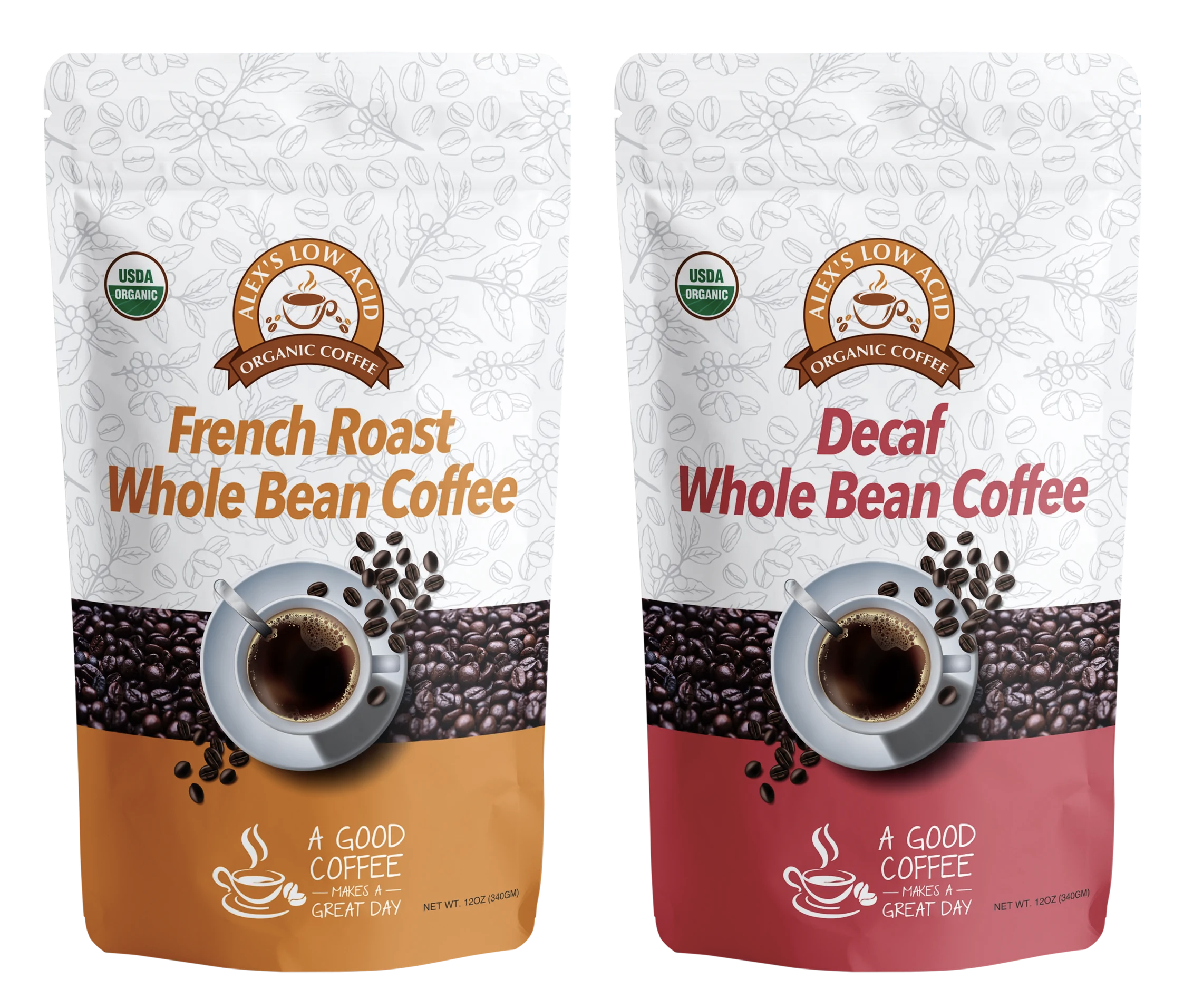 Alex's Low Acid Organic Coffee™ - Whole Bean Variety Pack (12oz) - High-quality Coffee by Alex's Low Acid Coffee at 