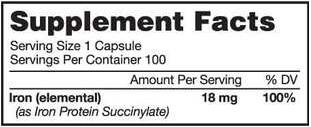 Ferretts IPS 18mg Iron Capsules 100 caps - High-quality Iron by Pharmics at BariatricPal Store