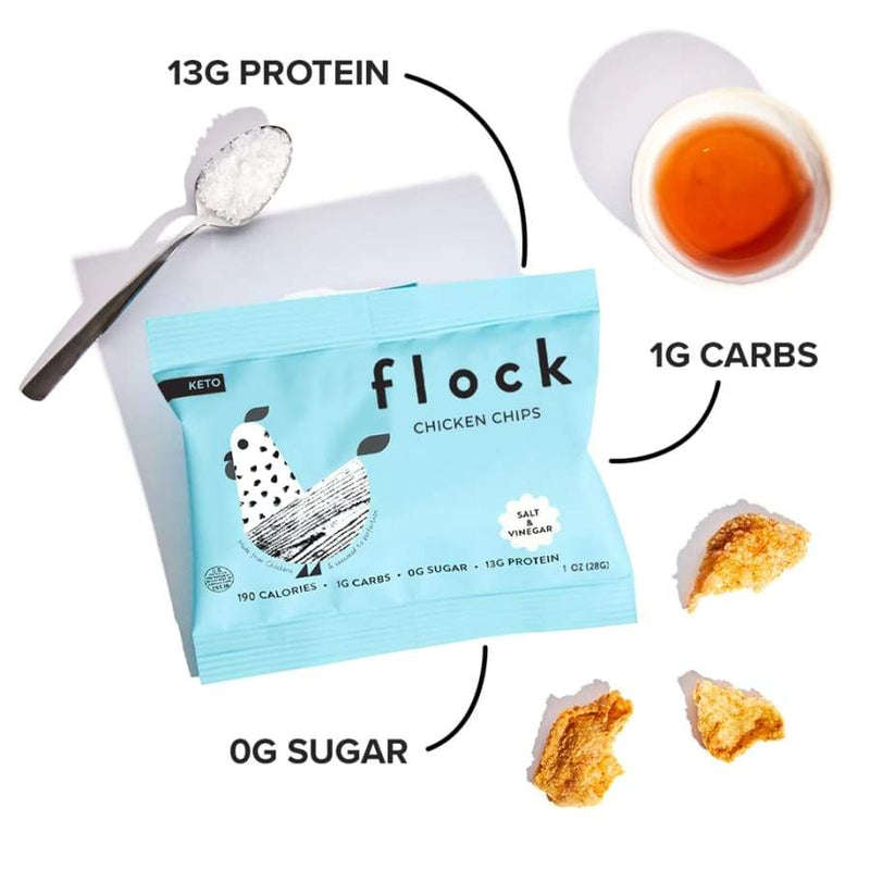 FLOCK Keto Chicken Chips - Salt & Vinegar - High-quality Protein Chips by FLOCK at 