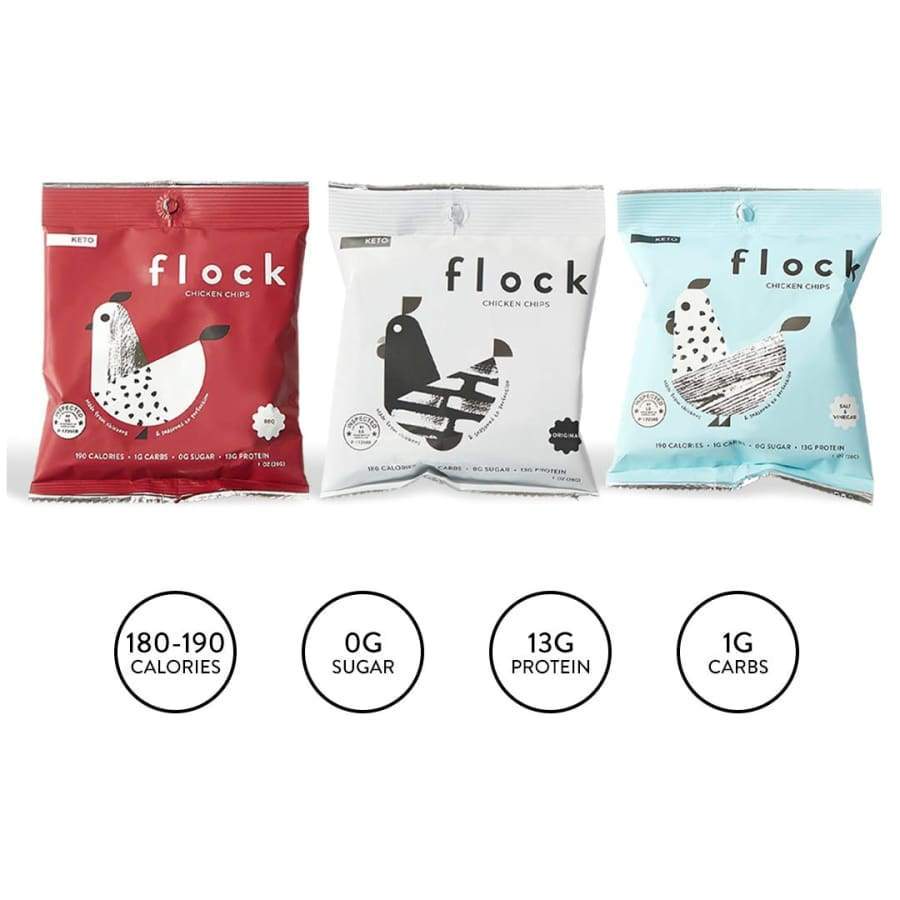 FLOCK Keto Chicken Chips - Variety Pack - High-quality Protein Chips by FLOCK at BariatricPal Store
