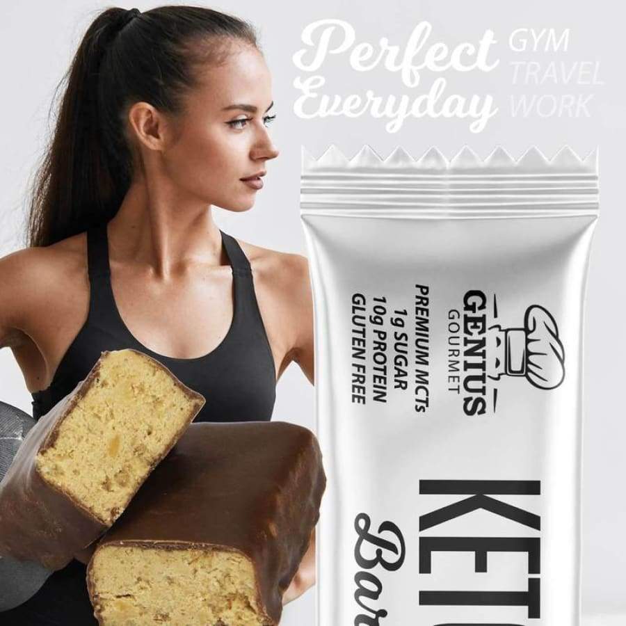 Genius Gourmet Keto Protein & Snack Bars - Creamy Peanut Butter Chocolate - High-quality Protein Bars by Genius Gourmet at 