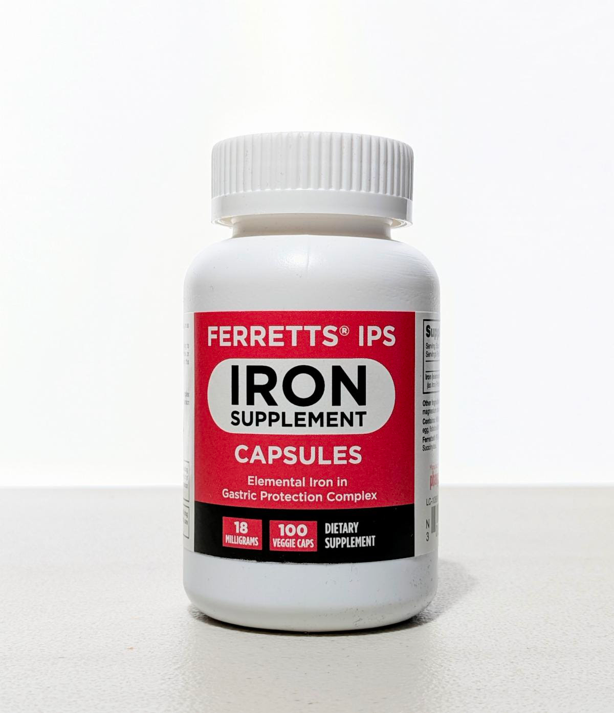 Ferretts IPS 18mg Iron Capsules 100 caps - High-quality Iron by Pharmics at BariatricPal Store