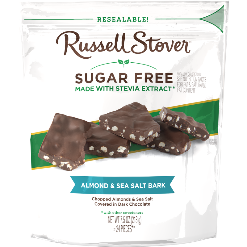 Russell Stover Sugar Free Dark Chocolate Bark - Almond & Sea Salt - High-quality Low Carbohydrate/Keto by Russell Stover at BariatricPal Store