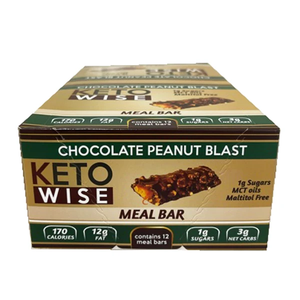 Keto Wise Meal Replacement Protein Bar - Chocolate Peanut Blast - High-quality Protein Bars by Keto Wise at BariatricPal Store