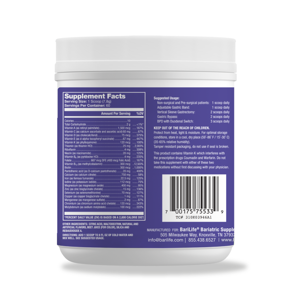 Bari Life Complete Bariatric Multivitamin Powder – Watermelon - High-quality Multivitamins by Bari Life at BariatricPal Store