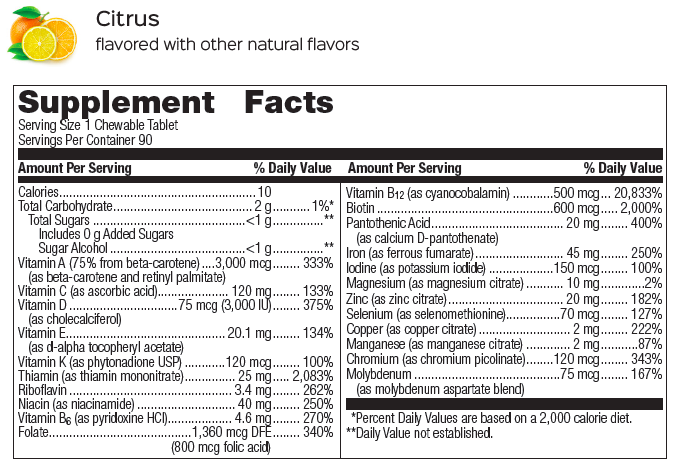 Bariatric Advantage Ultra Solo "One Per Day" Multivitamin Chewable with Iron - High-quality Multivitamins by Bariatric Advantage at BariatricPal Store