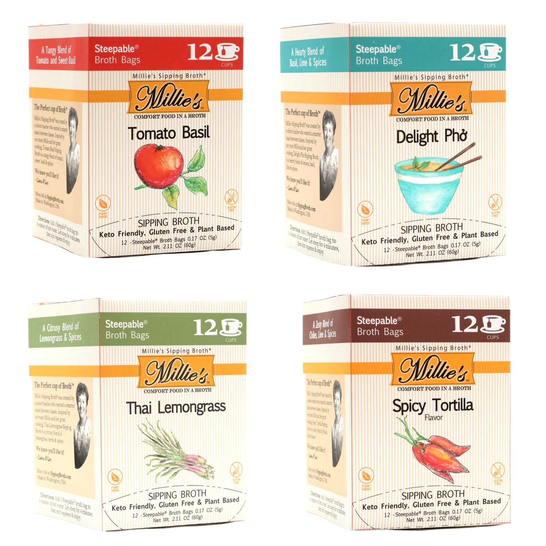 Millie's Sipping Broth - Variety Pack - High-quality Broth by Millie's at BariatricPal Store