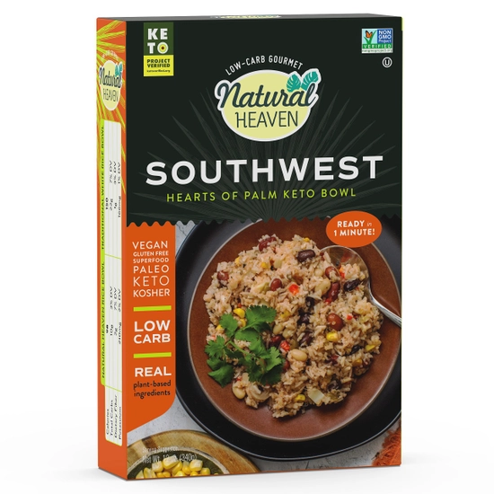 Riced Hearts of Palm Pasta Keto Bowl Ready Meal by Natural Heaven - Southwest Rice - High-quality Pasta by Natural Heaven at 