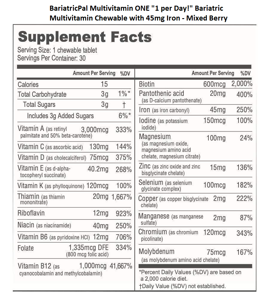 Gastric Band Complete Bariatric Vitamin Pack by BariatricPal - Chewables - High-quality Vitamin Pack by BariatricPal at BariatricPal Store