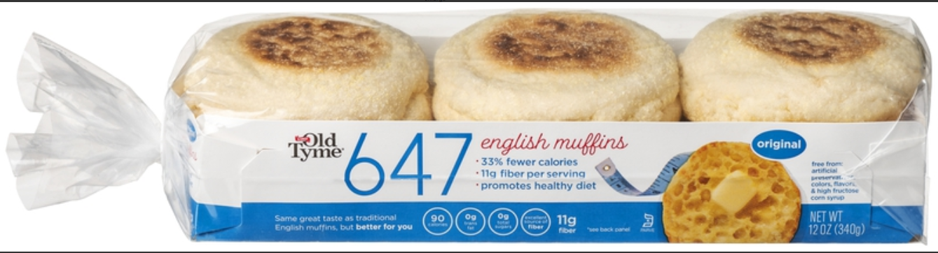 Schmidt / Old Tyme 647 English Muffins 6 muffins - High-quality Bread Products by Schmidt / Old Tyme at BariatricPal Store