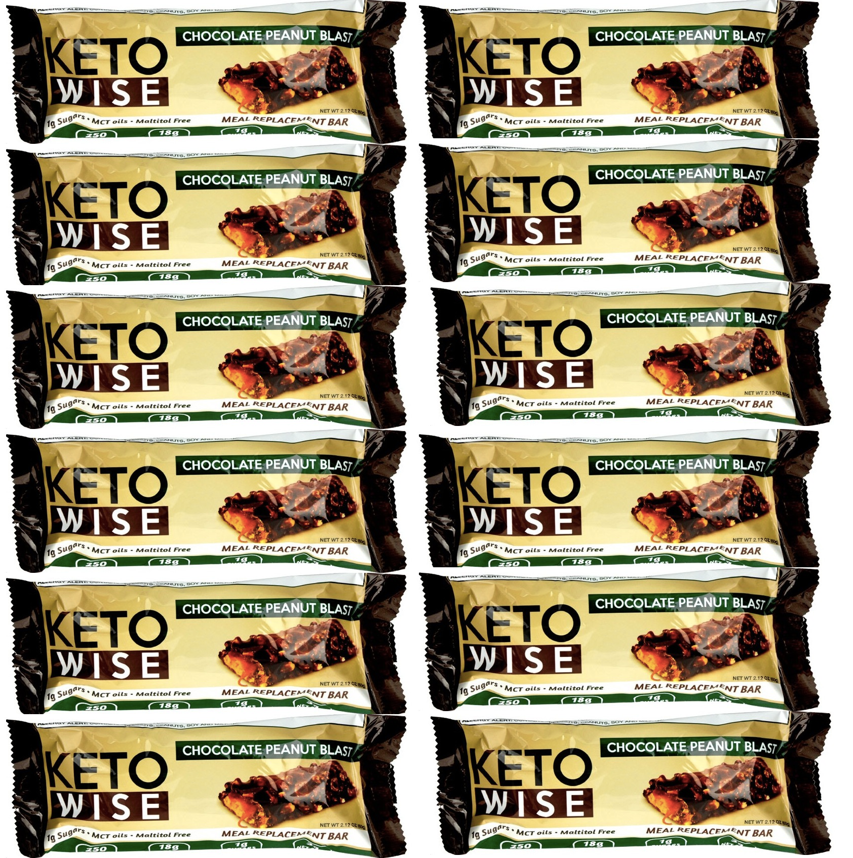 Keto Wise Meal Replacement Protein Bar - Chocolate Peanut Blast - High-quality Protein Bars by Keto Wise at BariatricPal Store