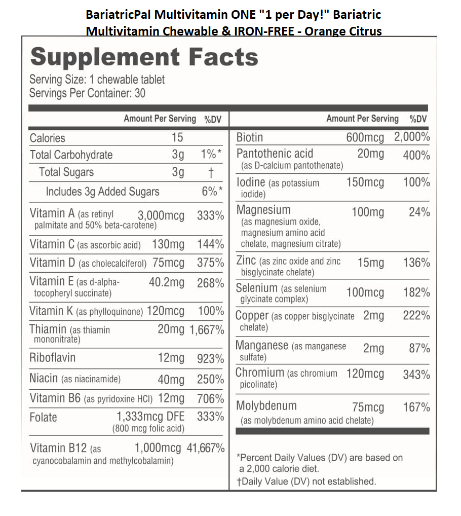 Gastric Sleeve Complete Bariatric Vitamin Pack by BariatricPal - Chewables - High-quality Vitamin Pack by BariatricPal at BariatricPal Store