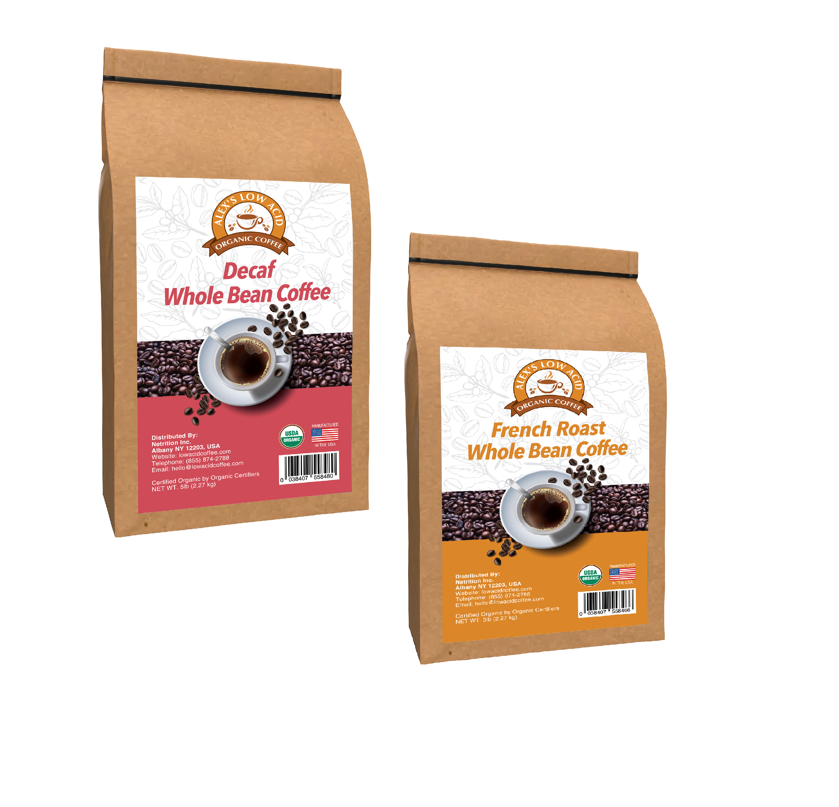 Alex's Low Acid Organic Coffee™ Perfectly Prepared Host 5lb Whole Bean Variety Pack - High-quality Coffee by Alex's Low Acid Coffee at BariatricPal Store