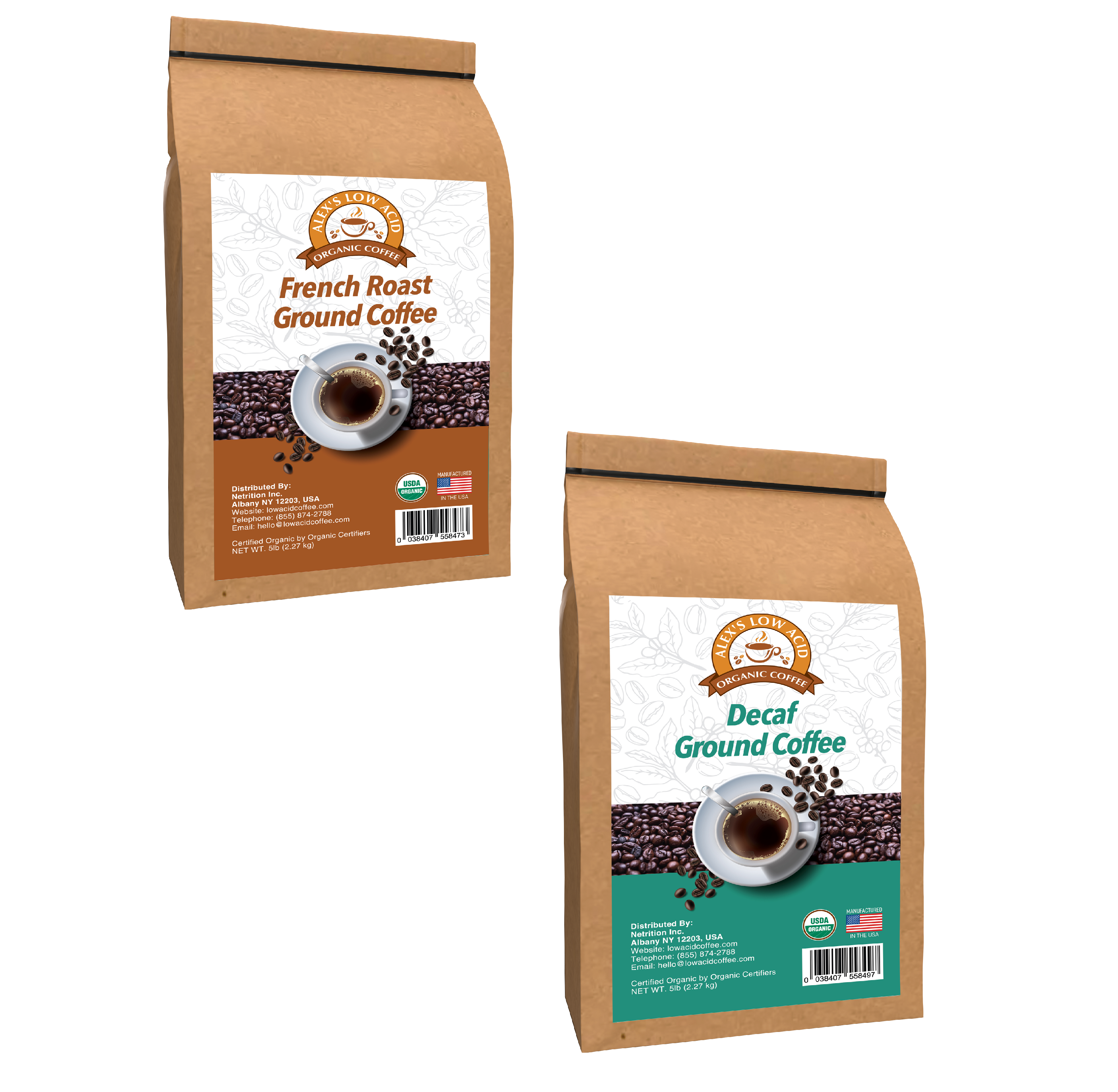 Alex's Low Acid Organic Coffee™ Perfectly Prepared Host 5lb Fresh Ground Variety Pack - High-quality Coffee by Alex's Low Acid Coffee at BariatricPal Store