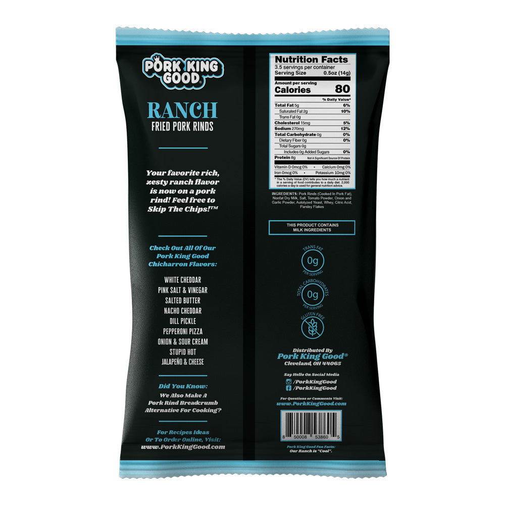 Pork King Good Pork Rinds - Ranch - High-quality Pork Rinds by Pork King Good at BariatricPal Store