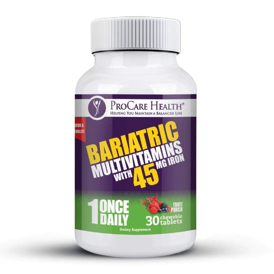 ProCare Health "1 per Day!" Bariatric MultiVitamin Chewable with 45mg Iron - Fruit Punch - High-quality Multivitamins by ProCare Health at BariatricPal Store