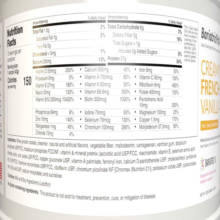 Protein ONE™ Complete Meal Replacement with Multivitamin, Calcium & Iron by BariatricPal - Creamy French Vanilla (15 Serving Tub) - High-quality Protein Powder Tubs by BariatricPal at BariatricPal Store
