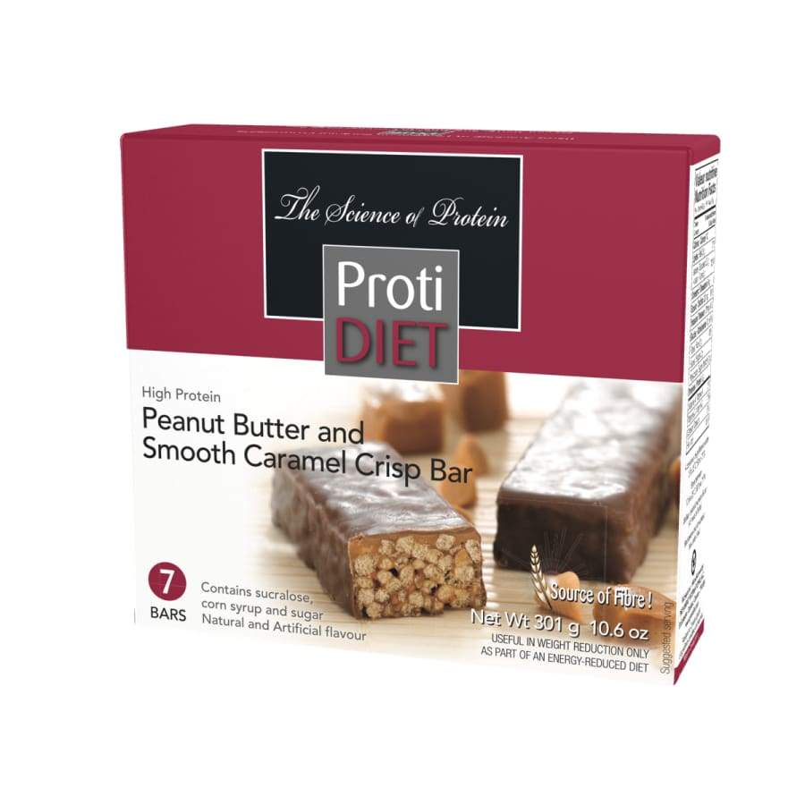 Proti Diet 15g Protein Bars - Peanut Butter and Smooth Caramel Crisp - High-quality Protein Bars by Proti Diet at BariatricPal Store