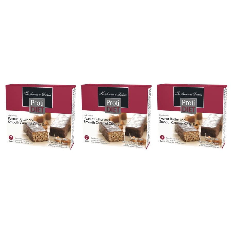 Proti Diet 15g Protein Bars - Peanut Butter and Smooth Caramel Crisp - High-quality Protein Bars by Proti Diet at BariatricPal Store
