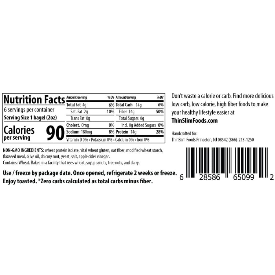 ThinSlim Foods Zero Carb Protein Bagels - Plain - High-quality Protein Bagels by ThinSlim Foods at BariatricPal Store