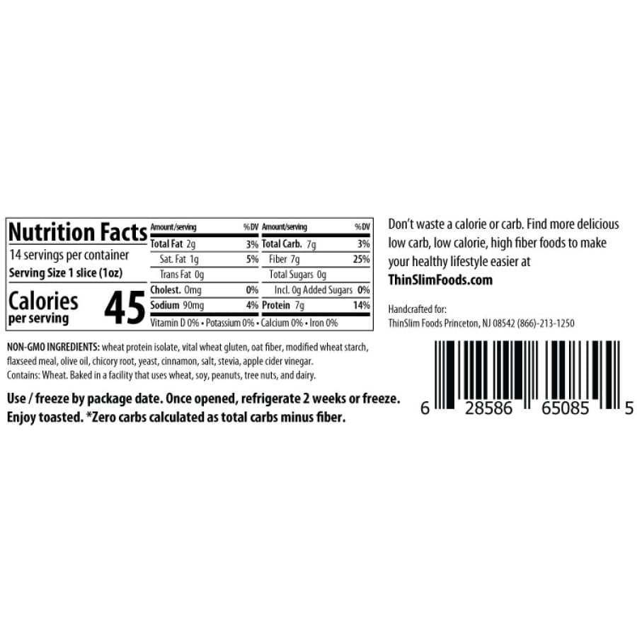 ThinSlim Foods Zero Carb Protein Bread - Honey - High-quality Protein Bread by ThinSlim Foods at BariatricPal Store