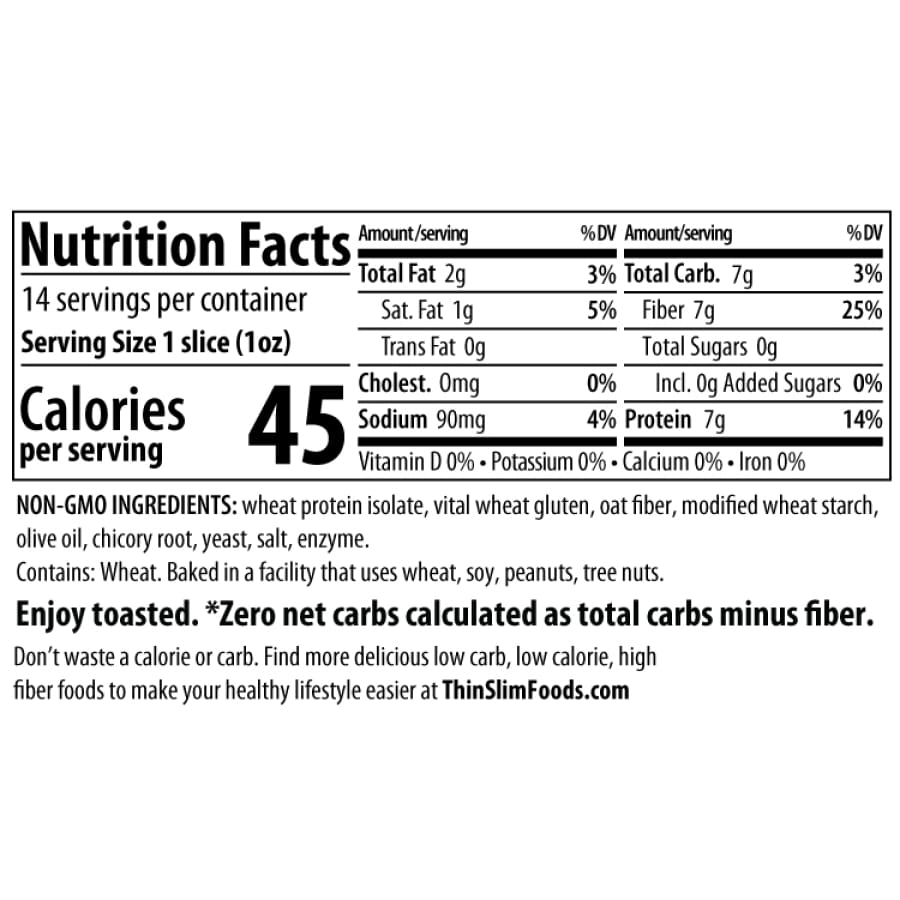 ThinSlim Foods Zero Carb Protein Bread - Plain - High-quality Protein Bread by ThinSlim Foods at BariatricPal Store