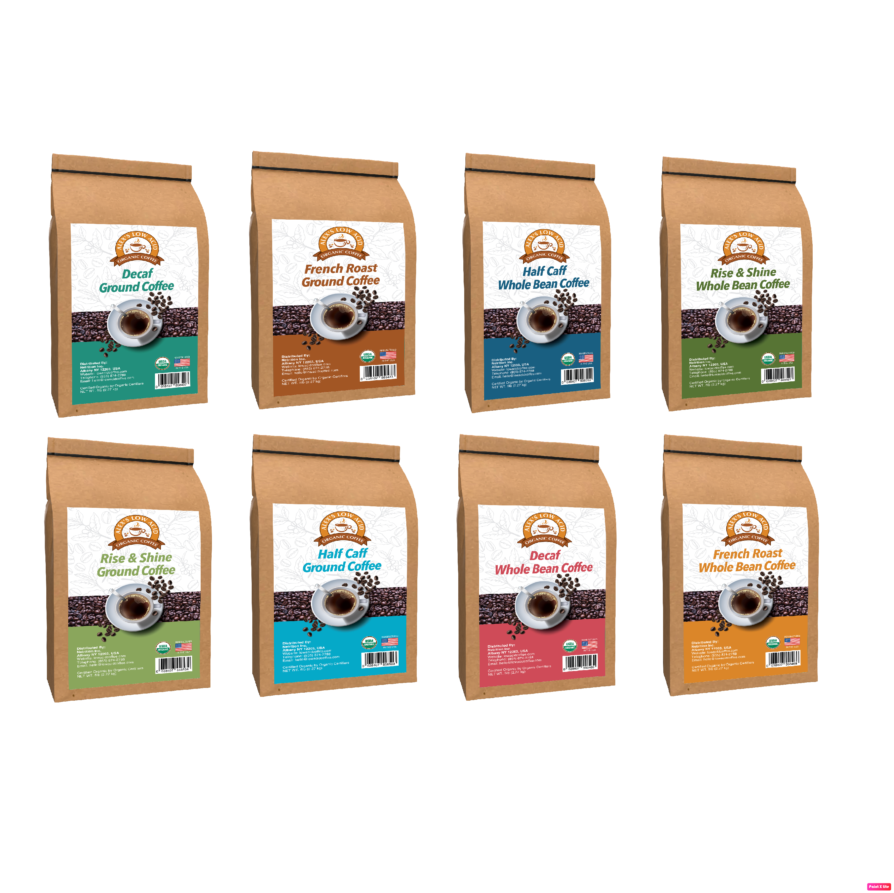 Alex's Low Acid Organic Coffee™ Ultimate 5lb Bag Variety Pack - High-quality Coffee by Alex's Low Acid Coffee at BariatricPal Store