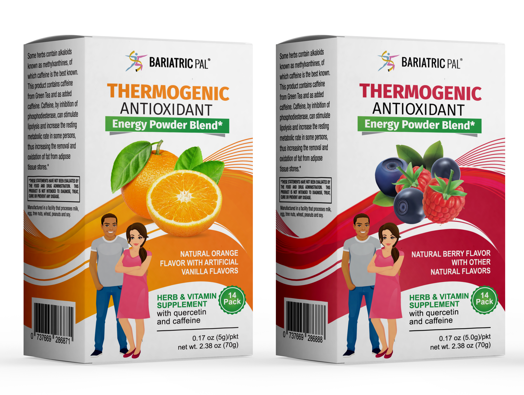 BariatricPal Thermogenic Antioxidant Energy Powder Blend - 3 Flavor Variety Pack (42 Packets) - High-quality Metabolism Booster by BariatricPal at BariatricPal Store