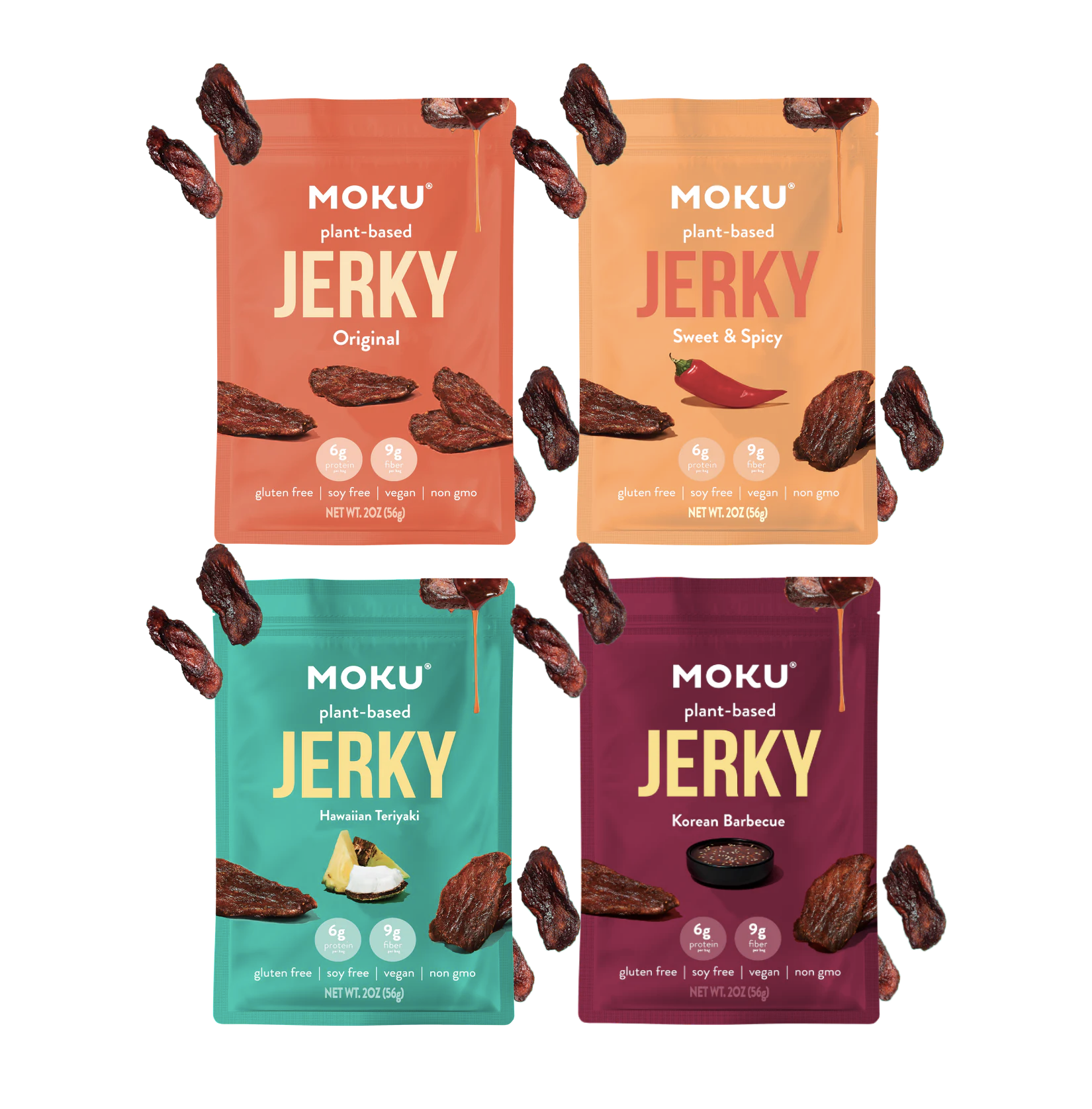 Plant-Based Mushroom Jerky by Moku Foods - Variety Pack - High-quality Jerky by Moku Foods at BariatricPal Store
