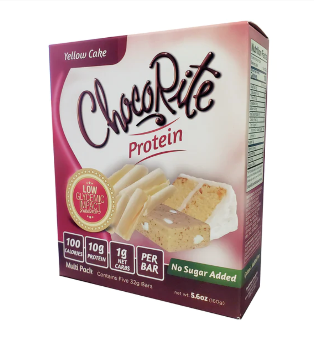 Yellow Cake Protein Bars by ChocoRite - 5/Box - High-quality Protein Bars by HealthSmart at BariatricPal Store